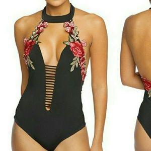 Rose Embroidery Bodysuit